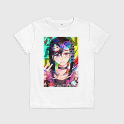 Футболка хлопковая детская Дандадан: Момо Аясэ, цвет: белый
