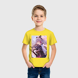 Футболка хлопковая детская Геншин Камисато Аяка, цвет: желтый — фото 2