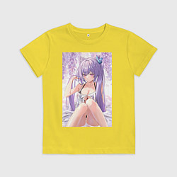 Футболка хлопковая детская Геншин Кэ Цин, цвет: желтый
