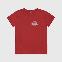 Футболка хлопковая детская Nissan logo auto steel, цвет: красный