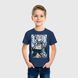 Футболка хлопковая детская Геншин Шэнь Хэ, цвет: тёмно-синий — фото 2
