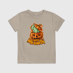 Футболка хлопковая детская Отличного Хэллоуина, цвет: миндальный
