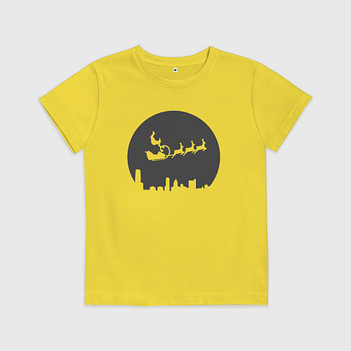 Детская футболка Санта над городом / Желтый – фото 1