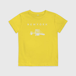 Футболка хлопковая детская Бруклинский мост в Нью-Йорке, цвет: желтый