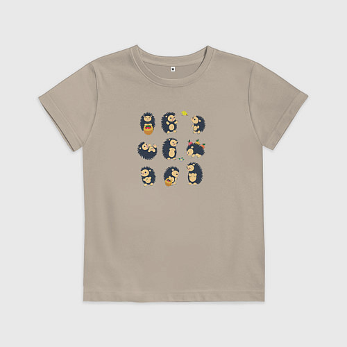 Детская футболка Милый малыш ежик / Миндальный – фото 1