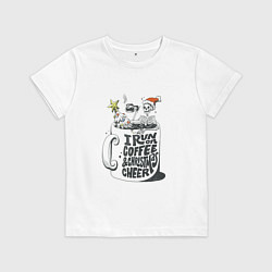 Детская футболка Coffee Christmas Skeleton
