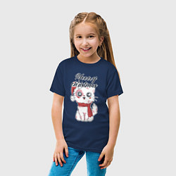 Футболка хлопковая детская Christmas Cat, цвет: тёмно-синий — фото 2