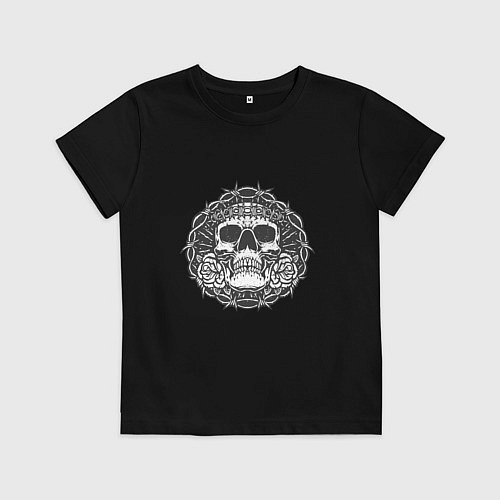 Детская футболка Череп в колючей проволоке / Черный – фото 1