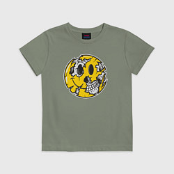 Футболка хлопковая детская Smile skull, цвет: авокадо