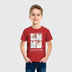 Футболка хлопковая детская Bang chan stray kids cute, цвет: красный — фото 2