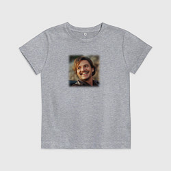 Футболка хлопковая детская Педро Паскаль мем из Невыносимая тяжесть огромного, цвет: меланж