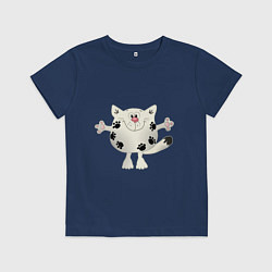 Футболка хлопковая детская Кот в лапах, цвет: тёмно-синий