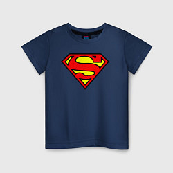 Футболка хлопковая детская Superman logo, цвет: тёмно-синий