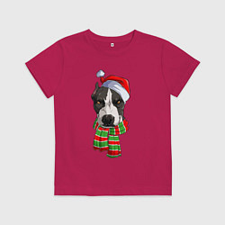 Детская футболка Новогодний питбуль