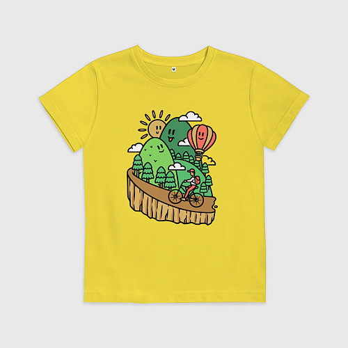 Детская футболка Велосипедное путешествие / Желтый – фото 1