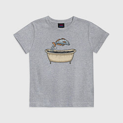 Футболка хлопковая детская Рыбка в ванне, цвет: меланж