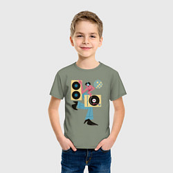 Футболка хлопковая детская Профессия диджей, цвет: авокадо — фото 2