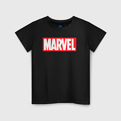 Футболка хлопковая детская Marvel logo, цвет: черный