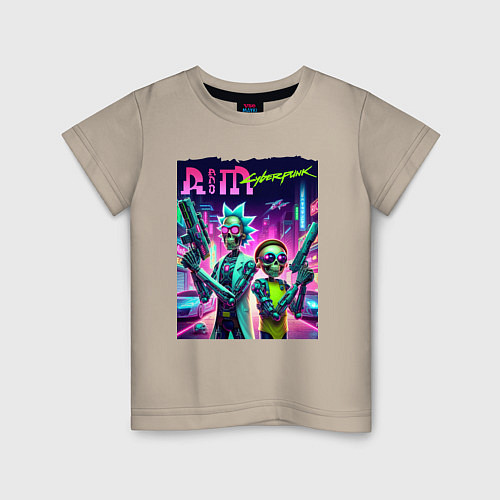 Детская футболка Rick and Morty - cyberpunk / Миндальный – фото 1