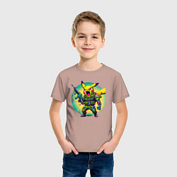 Футболка хлопковая детская Cool Pikachu - special forces, цвет: пыльно-розовый — фото 2
