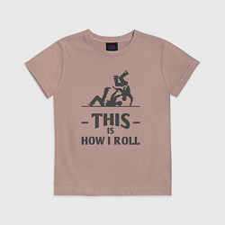 Футболка хлопковая детская Judo how i roll, цвет: пыльно-розовый