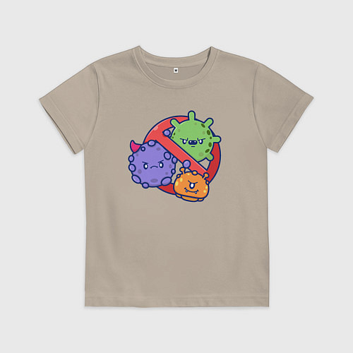 Детская футболка Нет вирусам / Миндальный – фото 1