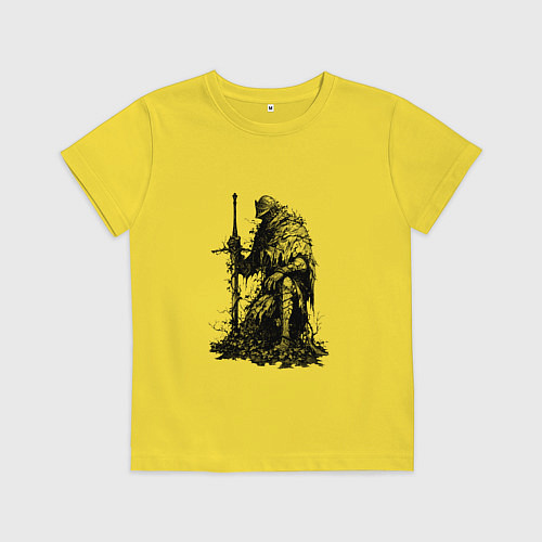 Детская футболка Элитный рыцарь с двуручным мечом / Желтый – фото 1
