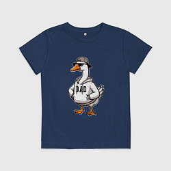 Футболка хлопковая детская Папа гусь в очках, цвет: тёмно-синий