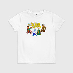 Футболка хлопковая детская Все персонажи Деревни дураков, цвет: белый