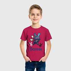 Футболка хлопковая детская Бонни, FNAF - Five nights at Freddys, цвет: маджента — фото 2
