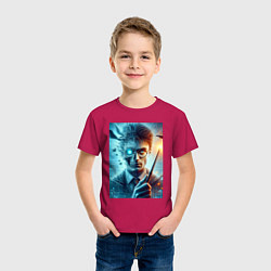 Футболка хлопковая детская Harry Potter - wizard with magic stick, цвет: маджента — фото 2