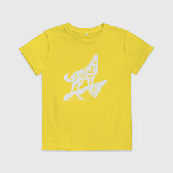 Футболка хлопковая детская Space wolf, цвет: желтый