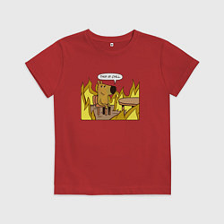 Футболка хлопковая детская This is chill мем с собакой в огне, цвет: красный