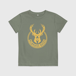 Футболка хлопковая детская NBA Milwaukee Bucks, цвет: авокадо