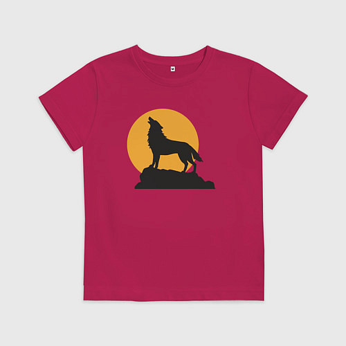 Детская футболка Волк на закате / Маджента – фото 1