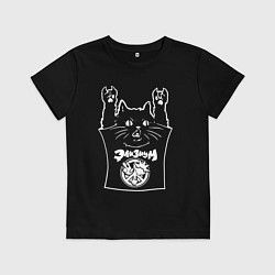 Футболка хлопковая детская Элизиум - рок кот, цвет: черный