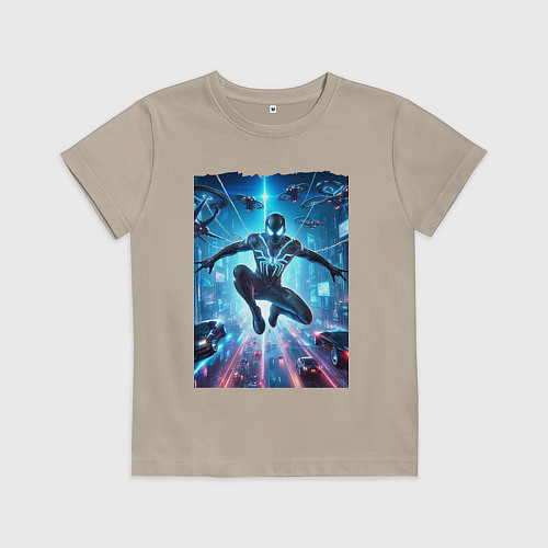 Детская футболка Spider man - cyberpunk fantasy / Миндальный – фото 1
