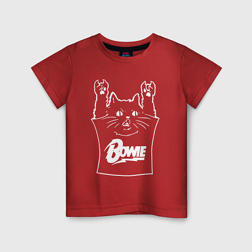 Детская футболка David Bowie - cat rock / Красный – фото 1