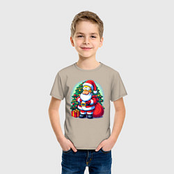Футболка хлопковая детская Santa Simpson - ai art, цвет: миндальный — фото 2