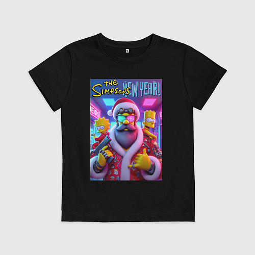 Детская футболка Simpsons new year - ai art fantasy / Черный – фото 1
