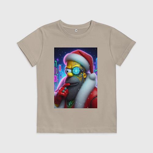 Детская футболка Simpson Claus - cyberpunk / Миндальный – фото 1