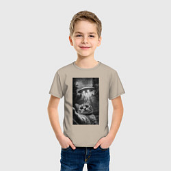 Футболка хлопковая детская Котейка и НЛО, цвет: миндальный — фото 2