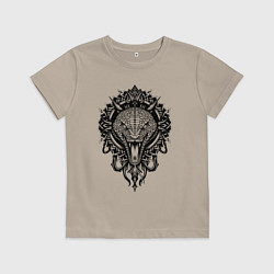 Футболка хлопковая детская Графичная змея, цвет: миндальный