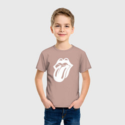 Футболка хлопковая детская Rolling Stones - white logo, цвет: пыльно-розовый — фото 2