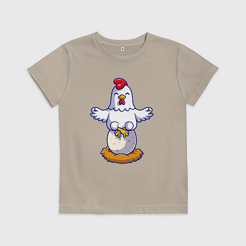 Детская футболка Куриная йога / Миндальный – фото 1