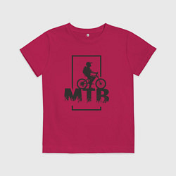 Футболка хлопковая детская Горный велосипед, цвет: маджента