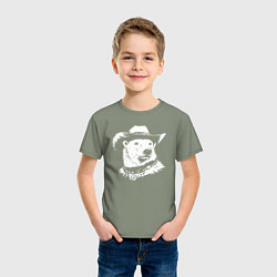 Футболка хлопковая детская Белый медведь ковбой, цвет: авокадо — фото 2