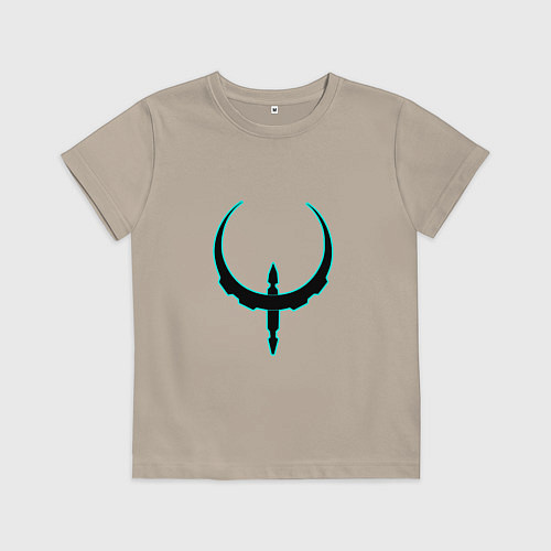 Детская футболка Чёрно-голубой знак quake / Миндальный – фото 1