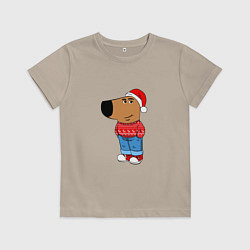 Футболка хлопковая детская Чиловый парень- новогодний, цвет: миндальный