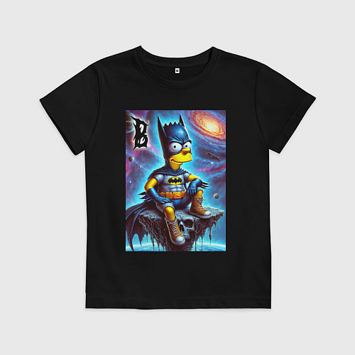 Детская футболка Batbart - ai art fantasy / Черный – фото 1